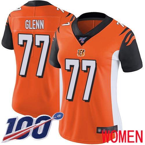 Cincinnati Bengals Limited Orange Women Cordy Glenn Alternate Jersey NFL Footballl #77 100th Season Vapor Untouchable->women nfl jersey->Women Jersey